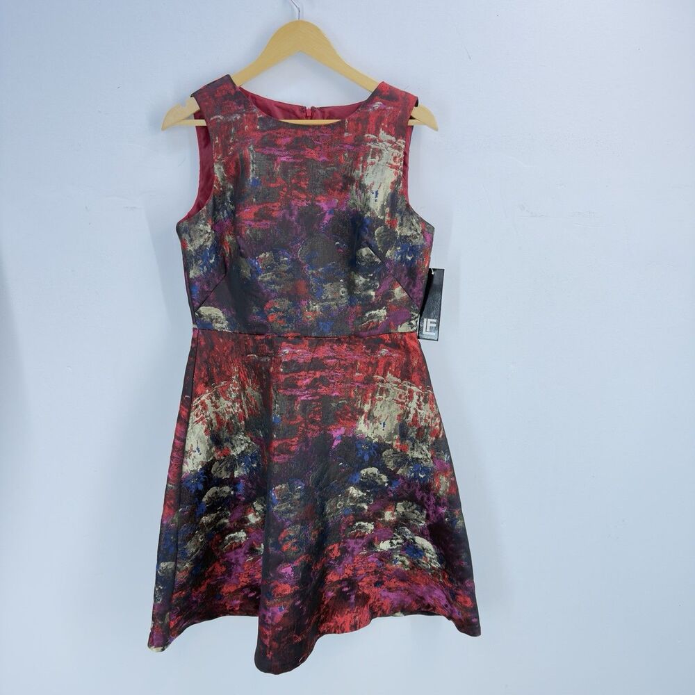 NWT Leslie Fay Women Dress Striped Fit & Flare Black Gold Size 8 - Picture 7 of 17